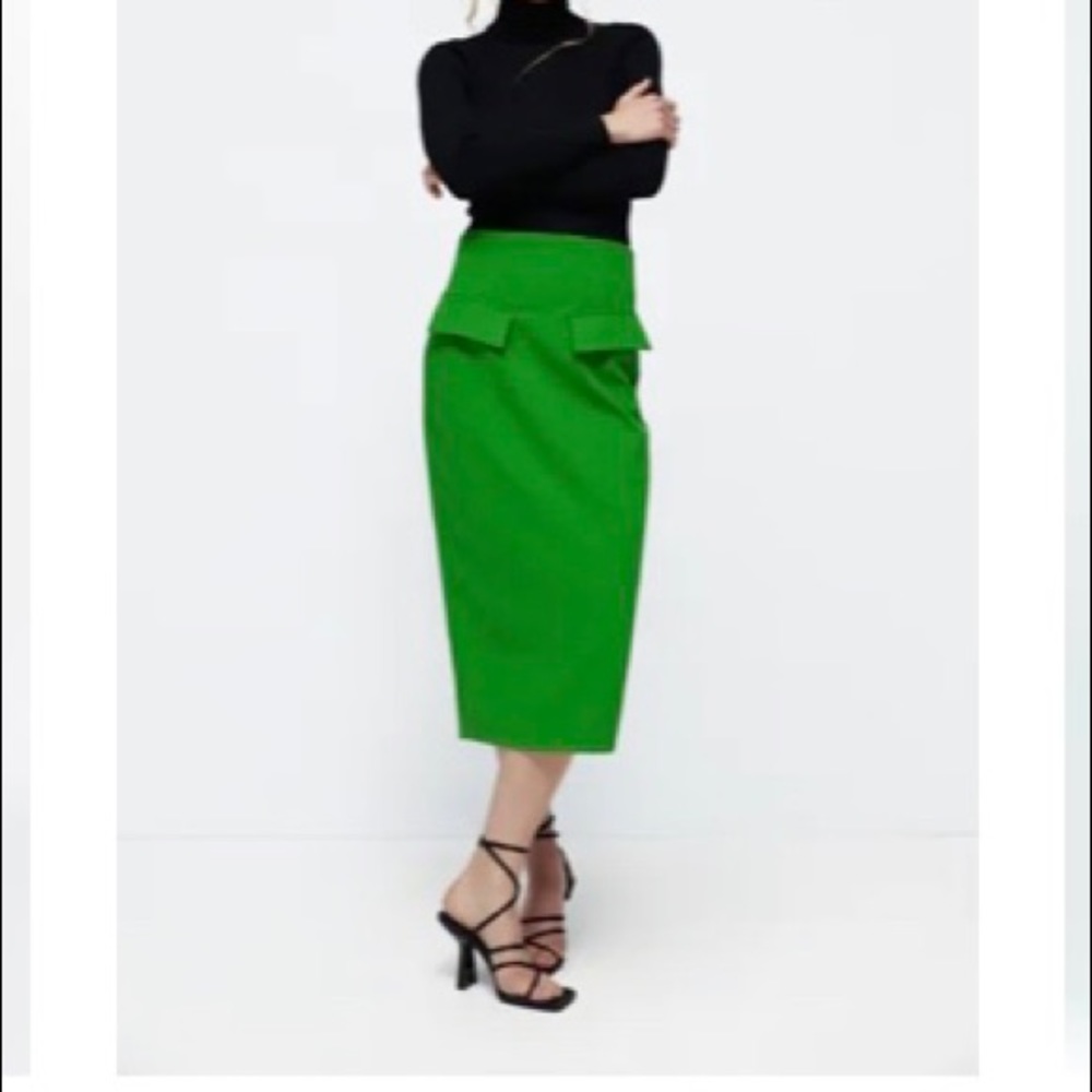 ZARA FALL 21 PENCIL SKIRT (GREEN) BRAND NEW … NEVER WORN